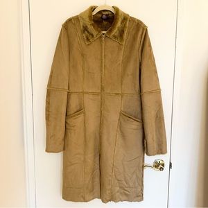 Vintage Faux Suede Full Length Coat Camel